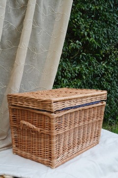 KUFER WIKLINOWY NA ZABAWKI NATURALNY 70 CM + WOREK