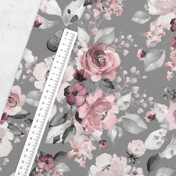 DRESÓWKA pętelka 250g/m2 Róże na szarym