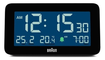 Будильник Braun черный 13,5 см + батарейка Maxell AA 2 шт.