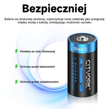 10 шт., 1,5 В, 5500 МВтч, размер C LR14, NIMH аккумулятор с USB-кабелем