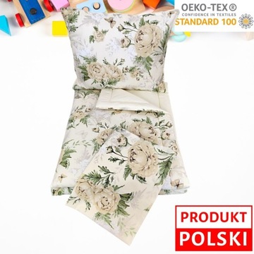 Zestaw przedszkolaka kocyk i poduszka z workiem i imieniem Kwiaty