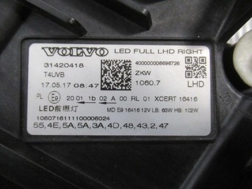 фото thumb №15, Лампа передня перед права volvo xc60 ii 2 повний led 31420418 2017-2021