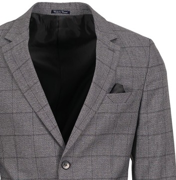 MARYNARKA MĘSKA SIWA W KRATĘ WIZYTOWA ELEGANCKA CASUAL TURECKA BIZNESOWA 50