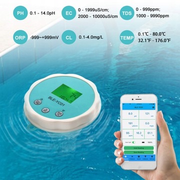 ИЗМЕРИТЕЛЬ КАЧЕСТВА ВОДЫ 6 В 1 ПРИЛОЖЕНИЕ ДЛЯ ДАННЫХ BLUETOOTH