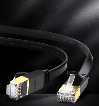 Плоский патч-корд Сетевой кабель LAN STP RJ45 Cat 7, 10 Гбит/с, 3 м, черный