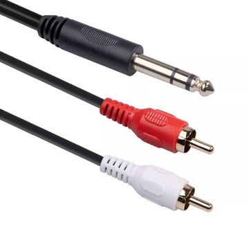 6.35mm Male to Dual RCA Male Cable 1/4 Inch to