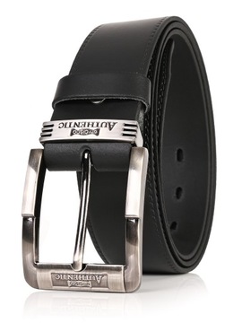 SKÓRZANY Pasek AUTHENTIC 4cm Jeans CZARNY