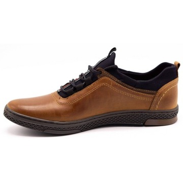 BUTY MĘSKIE SKÓRA CASUAL K24 CAMEL POLSKIE 39