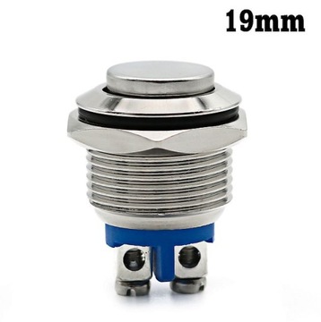 PRZYCISK wciskany włącznik wyłącznik przełącznik na panel 19 mm chrom stal