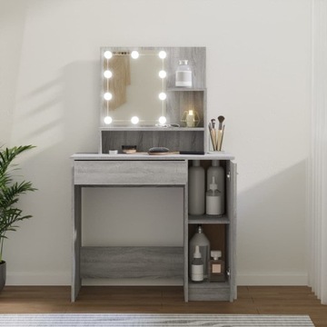 TOALETKA Z LED SZARY DĄB SONOMA 86,5X35X136CM
