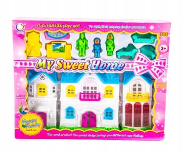DOMEK DLA LALEK Z FIGURKAMI + MEBLE