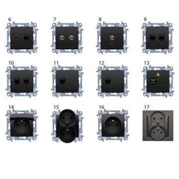 Simon 10 GNIAZDO ANTENOWE F + RJ45 CZARNY MAT