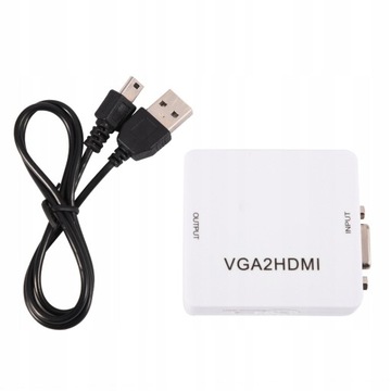 АДАПТЕР-ПРЕОБРАЗОВАТЕЛЬ ИЗ VGA АУДИО В HDMI 1080P АУДИО 3,5 ММ 66X55X20MM