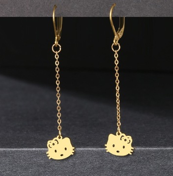 Серьги Hello Kitty Cat, милые, нежное золото
