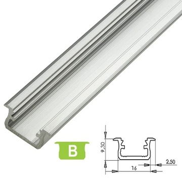 Profil aluminiowy do taśm LED LUMINES typ B surowy 2m