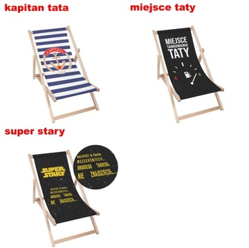 Leżak z Okazji Dnia Taty Prezent Drewniany Ogrodowy Plażowy Klasyczny GIFT