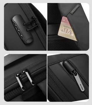 Antykradzieżowy plecak Bange BG-7225 na laptopa 15,6 z USB szary