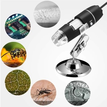 Mikroskop Cyfrowy na USB z Dużym Przybliżeniem x1600 2Mpx 8 LED