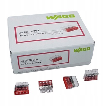 Szybkozłączka WAGO 2273-204 Drut 4x0,5-2,5 100szt