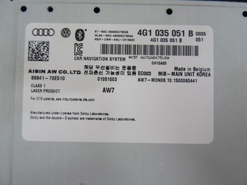 AUDI A6 A7 C7 ЛИФТ НАВИГАЦИЯ ВЫСОКИЙ MIB 4G1035051B