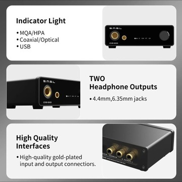 Аудиодекодер Smsl DS100 USB MQA ЦАП CS43131 32 бит/768 кГц