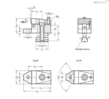 Боковые зажимы с резьбой GN 9190.2-10-M8-E-K