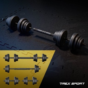 Hantle regulowane bitumiczne sztanga 20kg zestaw hantli 2x10kg Trex Sport