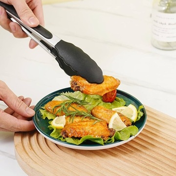 ЩИПЦЫ КУХОННЫЕ УНИВЕРСАЛЬНЫЕ СИЛИКОНОВЫЕ СТАЛЬНЫЕ ГРИЛЬ ДЛЯ МЯСА ПАСТА 27см