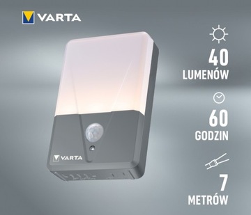 LAMPKA ZEWNĘTRZNA LED Z CZUJNIKIEM RUCHU NA TARAS BALKON VARTA + BATERIE