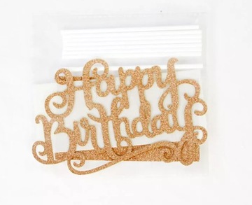 OZDOBA URODZINY TOPPER HAPPY BIRTHDAY ZŁOTY