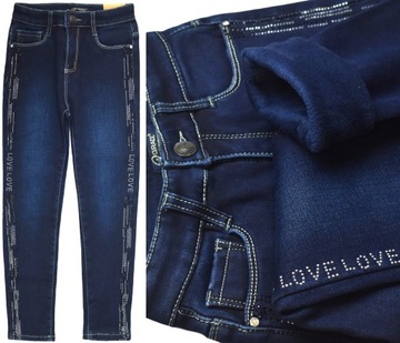 Джинсы GRACE Jeans на эластичной флисовой подкладке, темно-синие КАЧЕСТВО — 164