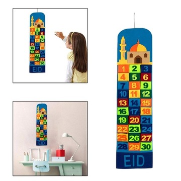 Kalendarz Ramadanu, wiszący kalendarz odliczania Eid Mubarak, wielokolorowy adwent