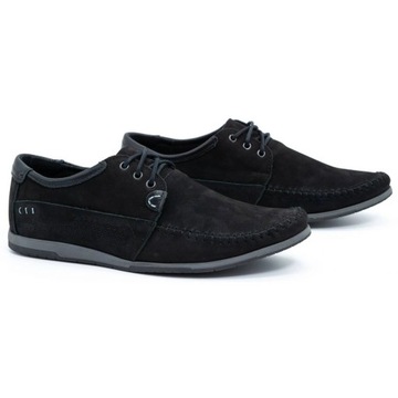 Мужские туфли кожаные лоферы с лакомы 875 Black Nubuk 49
