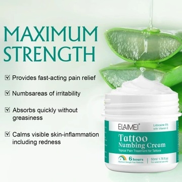 Tattoo Numbing Cream, Обезболивающий крем для татуировок, 50 мл / Коробка