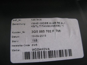 фото thumb №8, Vw passat b8 3g5 sedan подушка сиденья зад задняя