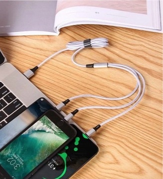 USB-КАБЕЛЬ ДЛЯ ЗАРЯДКИ 3 в 1, ТРИ КОНЦА, 1,2 М