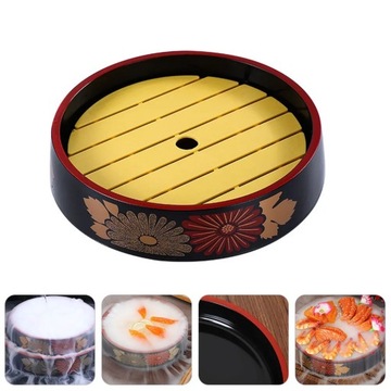 Wooden Round Tray Pallets Sushi Plate Snack Bowls