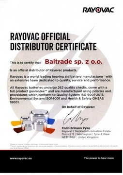 Слуховые батарейки - 675 - RAYOVAC EXTRA шт.: 120