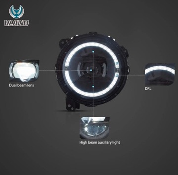 фото thumb №4, Света led фары jeep wrangler 18-23 vland