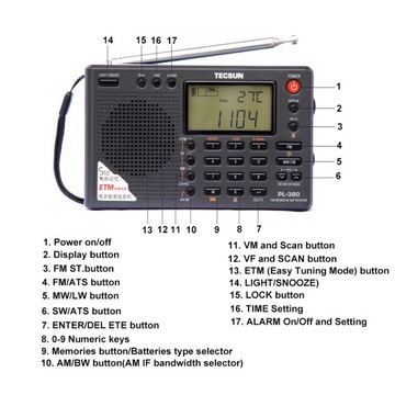 Профессиональная FM/LW/SW/MW радиостанция Tecsun PL-380 DSP