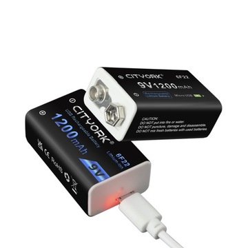 2 szt. 9V 6F22 Micro USB akumulator litowo-jonowy z kablem USB