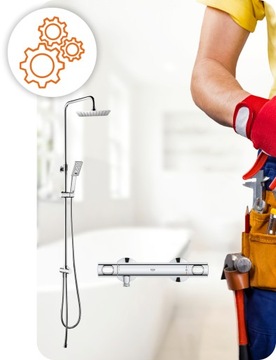 Смеситель для душа, термостат Grohe GROHTHERM, душевой набор Omnires