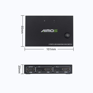 AIMOS AM-KVM201CC 2-портовый HDMI KVM-переключатель