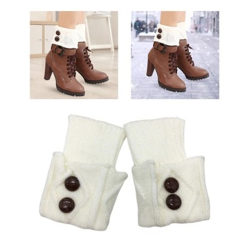 Ocieplacze na nogi Dzianiny Winter Warm Fashion białe