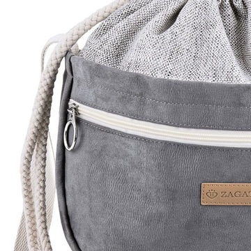 Torebka damska crossbody shopper torba worek na ramię pojemna szara ZAGATTO