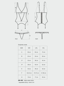 Нижнее белье - корсет и стринги Emperita S/M