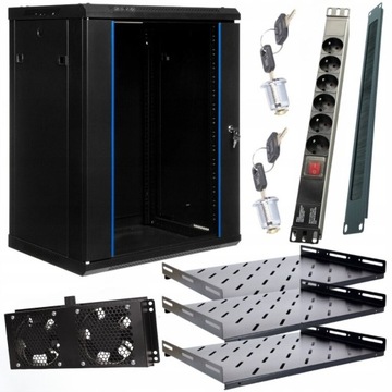Шкаф RACK 15U 600х600 ПОДВЕСНОЙ серверный шкаф+полка+удлинитель