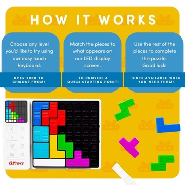 TETRIS GRA ELEKTRONICZNY WYŚWIETLACZ 3000 GAMES LOGICZNA IQ 6 POZIOMÓW EDU