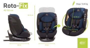 ПОВОРОТНОЕ АВТОКРЕСЛО ISOFIX 4BABY ROTOFIX 0–36 КГ I-SIZE 40–150 СМ