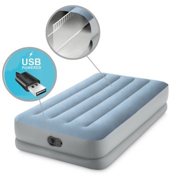 Спальная кровать с надувным матрасом и велюровым USB-насосом Intex, МОДЕЛЬ 2024 г.